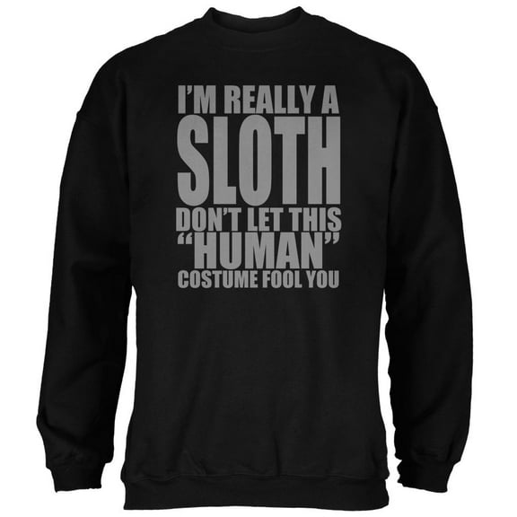 Halloween Human Sloth Costume Mens Sweatshirt Black X-LG
