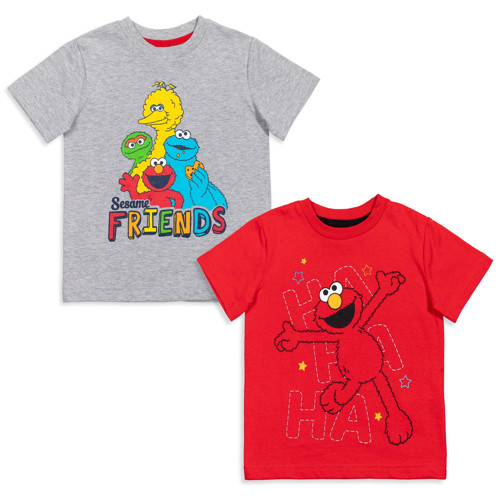 Sesame Street Elmo Cookie Monster Big Bird Toddler Boys 2 Pack T-Shirts Infant to Little Kid