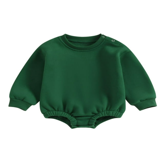 Combinaison pour Bébé Garçon Fille en Molleton, Chandail à Col Rond, Combinaison, Uni, Manches Longues, Chandail Bouffant, Cache-Couche, Tenue d'Automne Hiver