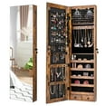 thumbnail image 1 of Giantex Jewelry Armoire Wall Door Mounted with LED Lights and Frameless Mirror, Rustic Brown, 1 of 10