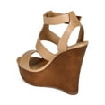 thumbnail image 3 of Breckelles CC53 Women Leatherette Open Toe Wooden Platform Wedge Sandal, 3 of 6
