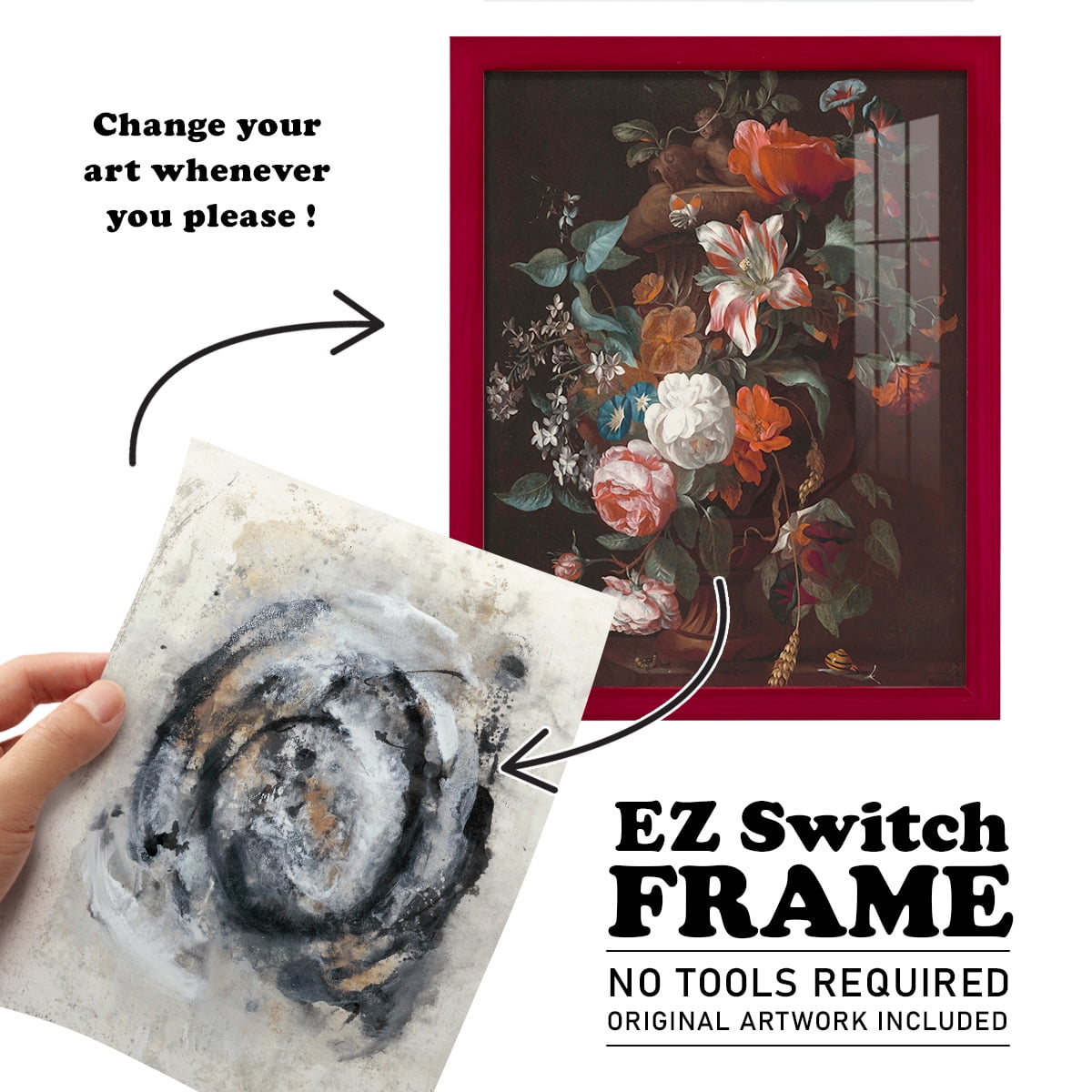 Circular Energy IV -Framed Print w/glass-Cherry Red