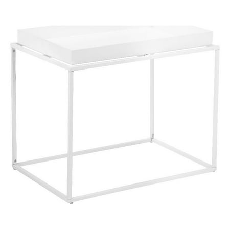 Pemberly Row Contemporary Framed Tray Metal Side Table in White