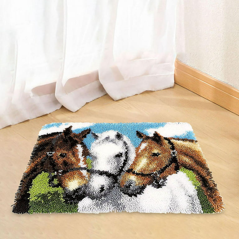3D Latch Hook Rug DIY Making Handmade Floor Mat Embroidery Needlecrafts  Cushion Embroidered Material Home Decoration for Beginners 