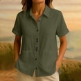 thumbnail image 5 of Gfyviroh Women's Short Sleeve Shirts Button Down Loose Shirts Lightweight Cotton Linen Womens Tops with Pockets, 5 of 6