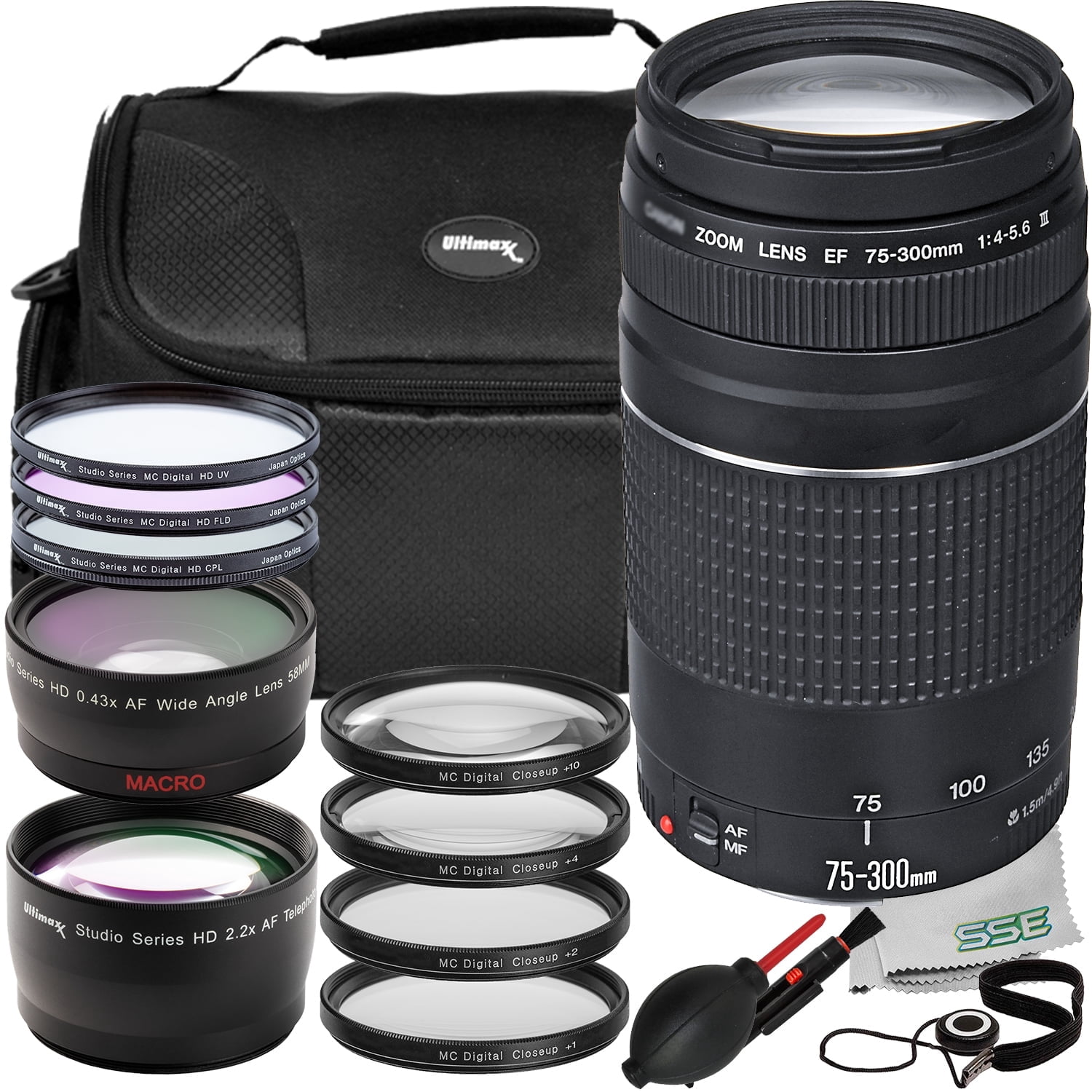 Canon EF 75-300mm f/4-5.6 III Telephoto Zoom Lens Bundle Filter