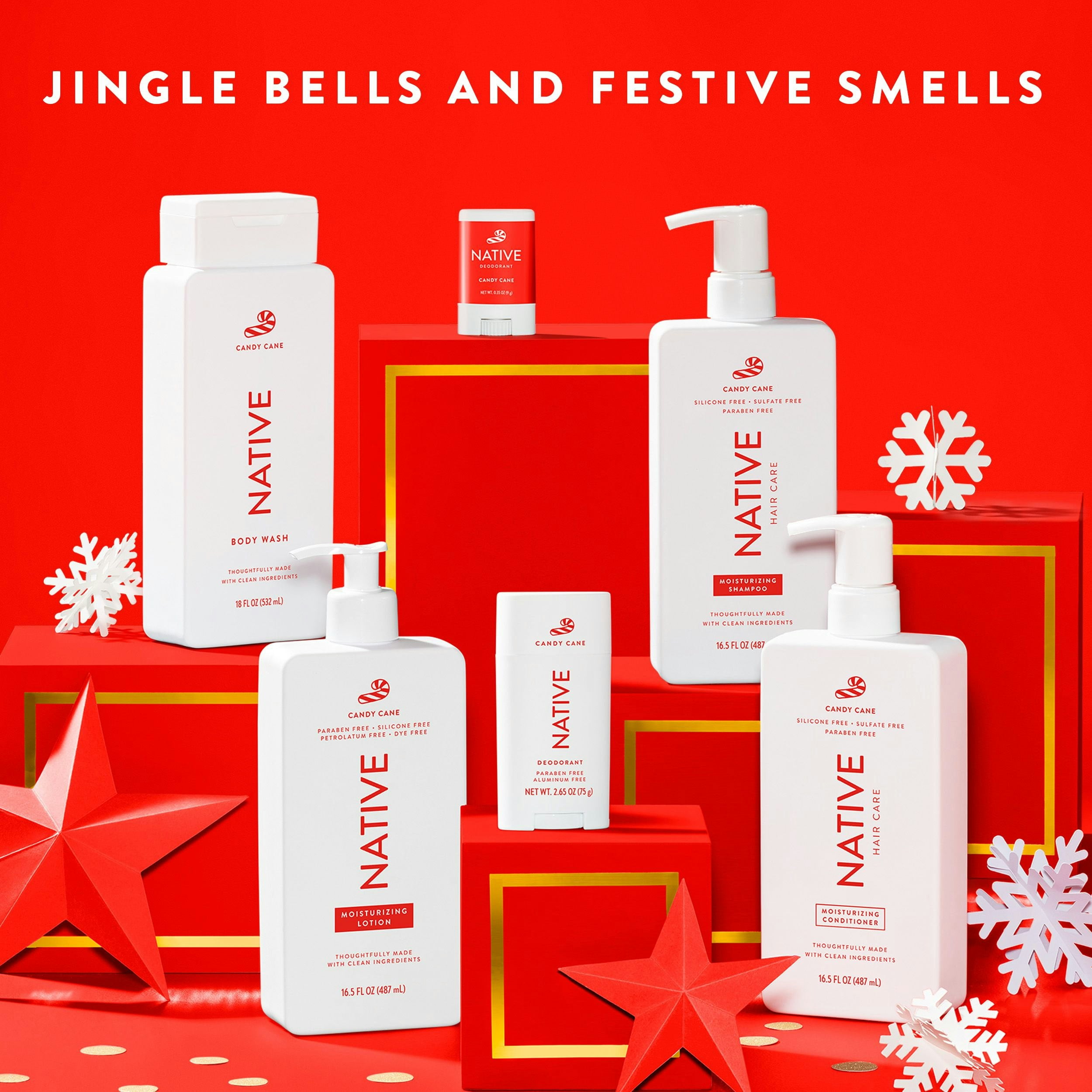 (2 pack) Native Limited Edition Candy Cane Mini Deodorant, 0.35 oz