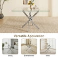 thumbnail image 5 of Sumdeal Modern 3-Piece Dining Set, 47.24-Inch Rectangular Tempered Glass Table with 2 Black PU Leather High-Back Chairs, Silver Legs, 5 of 8