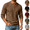 Brown, variant on longantii Men's Long Sleeve Henley Shirts Casual Textured 3-Button Pullover Solid Warm Basic Tops Soft Fall Workout Shirts