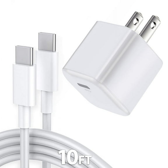 USB-C Wall Charger, Fast Charging Block Charger 10Feet Type C Cable Cord for Samsung Galaxy S22/S21/S21 Ultra/S21 Plus/S20/S20 /S10e/S9/S8/A10e/A20/A50/A71/Note 20/10/9,Google Pixel 5 4 3a, Moto G8 G7