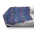 thumbnail image 2 of Floral Soft Flannel Fleece Throw Blanket, Vibrant Tones of Blooming Lilies Phloxes Garden Art Nature Composition, Cozy Plush for Indoor and Outdoor Use, 70" x 90", Azure Blue Multicolor, by Ambesonne, 2 of 5