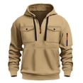 thumbnail image 5 of TOWED22 Hoodies For Men Quater Zip Up Pullover Sweatshirt Casual Workout Mens Hoodies with Pockets(Khaki,L), 5 of 5