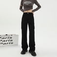 thumbnail image 2 of Pantalones casuales holgados de cintura alta con múltiples bolsillos y bolsillos para mujer, 2 of 5