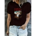 thumbnail image 1 of Camiseta navideña con gráfico de autobús para mujer. Cuello redondo informal, manga corta, algodón elástico, lavable a máquina. Perfecta para disfrutar de la comodidad en vacaciones y verano. Estampad, 1 of 6