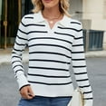 thumbnail image 5 of Ahabrexf Blouses for Women Casual,Fashion Long Sleeve Lapel Casual Striped Sweater Top, 5 of 5
