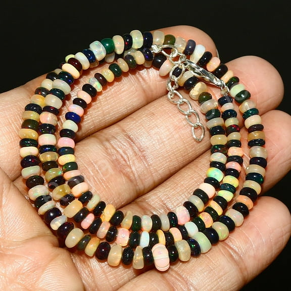 ROYALGEMSTONE Gemstone Opal Beads Ethiopian Opal Beads Rondellle Opal Handmade Necklace