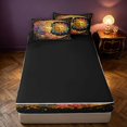 thumbnail image 4 of Homewish 3D Sun and Moon Zipper Full Size Comforter Sets with Fitted Sheet and 2 Pillowcases, Rainbow Flowers Zipper Bedding Set, Black Reversible, 4 of 7