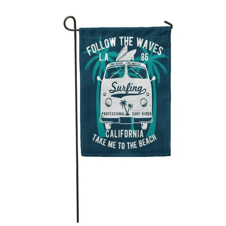 SIDONKU Surf California Beach Summer Malibu Car Script Tee Badge Garden Flag Decorative Flag House Banner 12x18