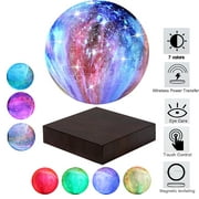 VGAzer Levitating Moon Lamp Floating and Spinning in Air Freely with Gradually Changing LED Lights Between 7 Colors,Decorative Light for Kids Lover Friends (Square Base)