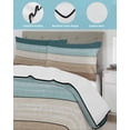 thumbnail image 4 of Quilts Twin Size, Teal Brown Soft Comforter Bedding Set for Bed, Farmhouse Vintage Abstract Wooden Grain Lightweight Quilted Bedspread with Pillow Cover(2 Pieces) for All Season, 68x86 Inch, 4 of 6