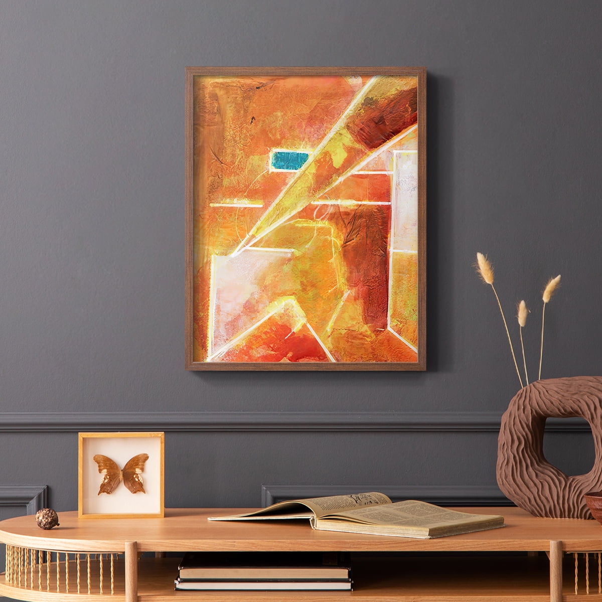 Primary Connection VI Framed Print in Brown Solid Wood Framed Print No Nail Hanging