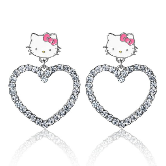 Sanrio Hello Kitty Heart Dangle Drop Earrings