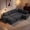 Black, variant on 102" Beige Chenille L-Shaped Sectional Sleeper Sofa, 7-Seat Sofa with Pull-Out Bed, Reclining Backrest, USB Ports, LED Lights, Ottoman