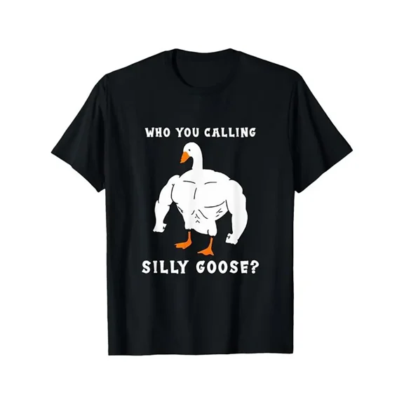 100% Cotton [Casual Style] Silly Goose" Funny Gym Meme T-Shirt, Comfortable Fit, Muscular Goose Graphic, Ideal for Casual Wear & Holiday Gifts Cotton Womenswear Golf Gift T-Shirt For Men and Women
