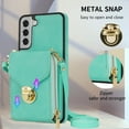 thumbnail image 3 of Mantto Crossbody Wallet Case for Samsung Galaxy S22 (6.1 inch),Premium PU Leather Metal Buckle Large Capacity Zipper Pocket Card Holder Shockproof Kickstand Phone Case with Shoulder Strap,Mint, 3 of 17