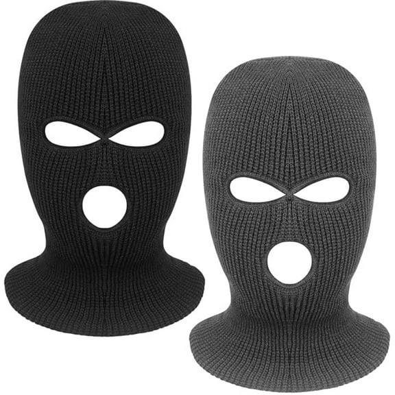 2 Pack 3 Holes Full Face Cover Balaclava Knitted Neck Gaiter Ski Mask for Outdoor Sports Cycling