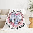 thumbnail image 3 of Just A Girl Who Loves Horses Horse Lover Blanket Throw, Flannel Fleece Microfiber Lightweight Soft Cozy Luxury for All Season in Home Bed Sofa Chairs Dorm 40"x50", 3 of 6