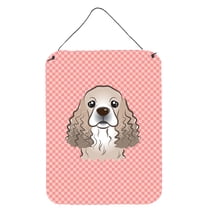 Caroline's Treasures BB1216DS1216 Checkerboard Pink Cocker Spaniel Wall or Door Hanging Prints, 12x16, multicolor