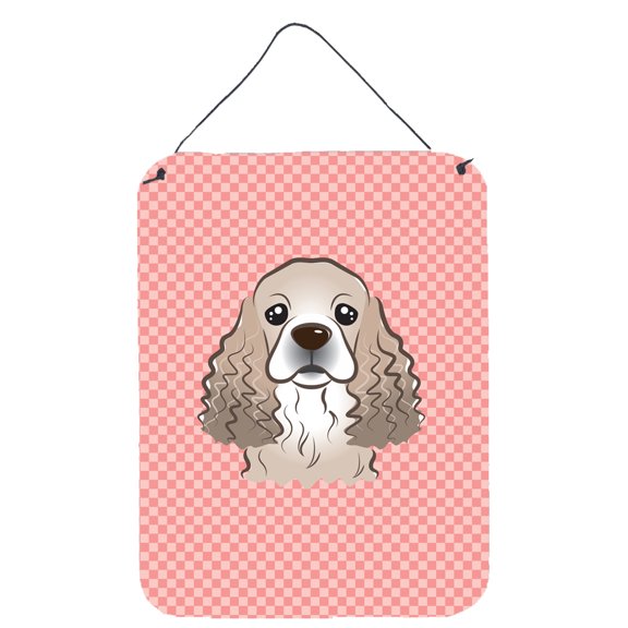 Caroline's Treasures BB1216DS1216 Checkerboard Pink Cocker Spaniel Wall or Door Hanging Prints, 12x16, multicolor