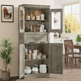 thumbnail image 3 of GAOMON 67" Tall Kitchen Pantry Cabinet - Rustic Grey Storage Cabinet with Doors and Shelves, 3 of 7
