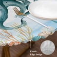 thumbnail image 3 of Octopus Coastal Round Tablecloth, Fitted Table Cover with Elastic for 36"-44" Round Tables, Summer Beach Nautical Starfish Compass Table Cloth Outdoor Indoor Dinning Party Waterproof Tablecloths, 3 of 7