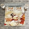 thumbnail image 2 of Ambesonne Christmas Quilted Bedspread Set 3 Pcs, Skating Happy Snowman, King Size, Multicolor, 2 of 2