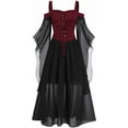 thumbnail image 1 of Venta de disfraces Vestido vintage de Halloween para mujer, gótico, con mangas de mariposa, corsé de talla grande, hombros descubiertos, con cordones, vestido medieval para fiesta de graduación, 1 of 5