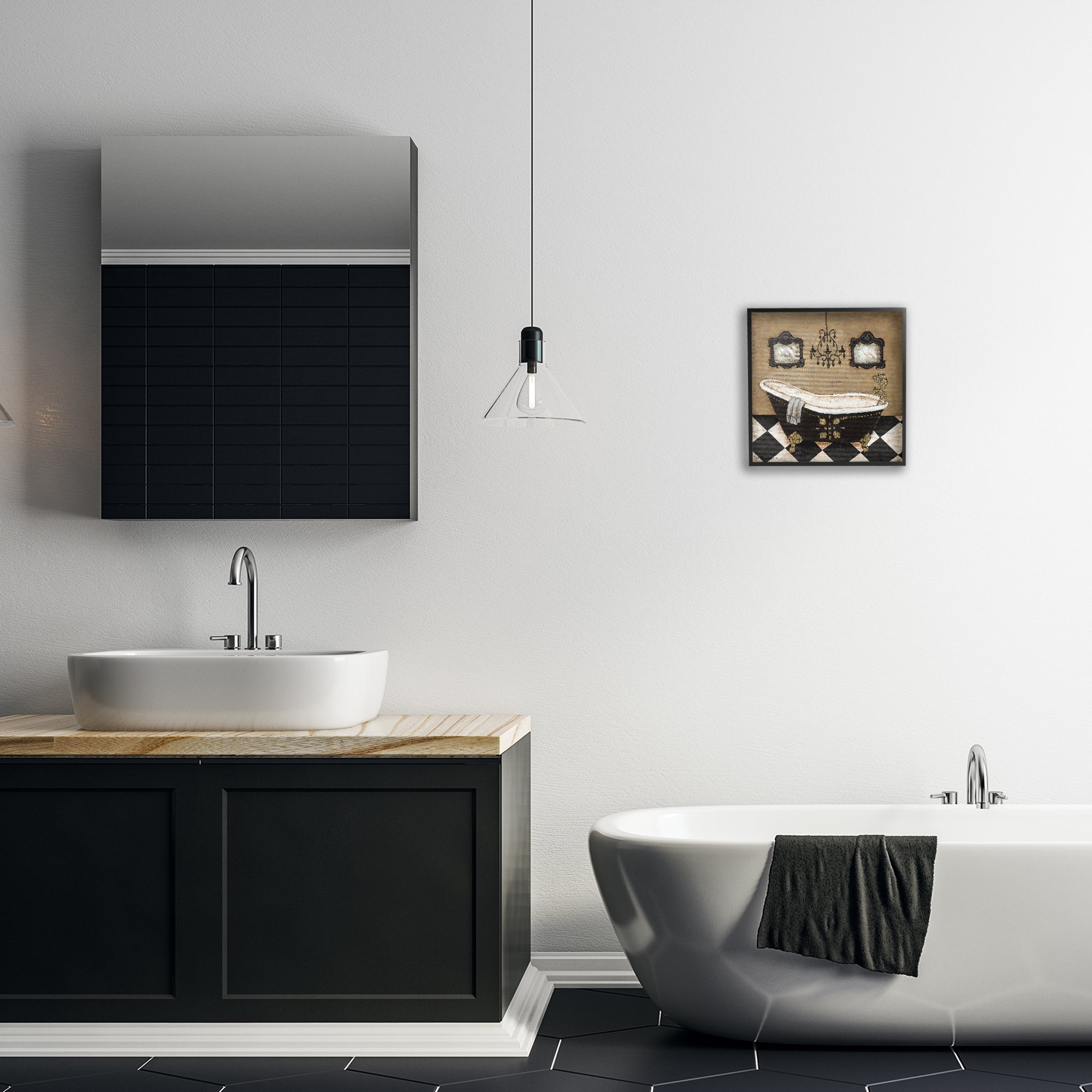 Stupell Industries Elegant Vintage Bathtub Black Framed Giclee Art, design by Janet Tava
