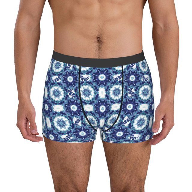 Balery Vintage Blue Calzoncillos bóxer para hombre, ropa interior de algodón suave y transpirable con cinturilla de nailon-Small