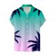 thumbnail image 3 of Camisas Para Hombre Slim Fit Hombres Casual Manga corta Primavera Verano Turndown Neck 3D Impreso Camisas Moda Top Blusa Camisas (Green, M), 3 of 4