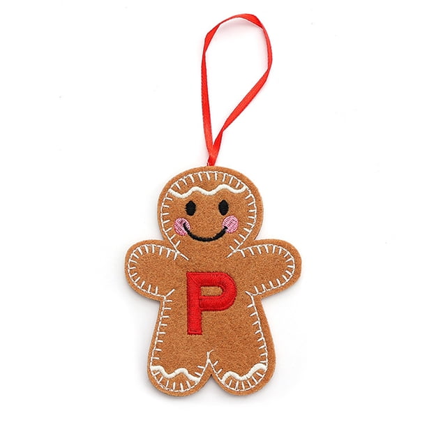 Adornos de jengibre con iniciales del alfabeto Monograma de jengibre Adorno colgante para el árbol de Navidad con la letra del apellido Decoración para el árbol de Navidad