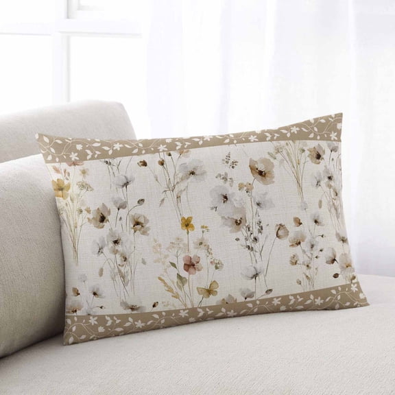 Vintage Spring Floral Throw Pillow Covers, Farmhouse Botanical Rustic Soft Breathable Pillow Cases with Invisible Zipper for Sleeping, King Size Pillowcases for Couch Bed Sofa Chair 20x36 Inches