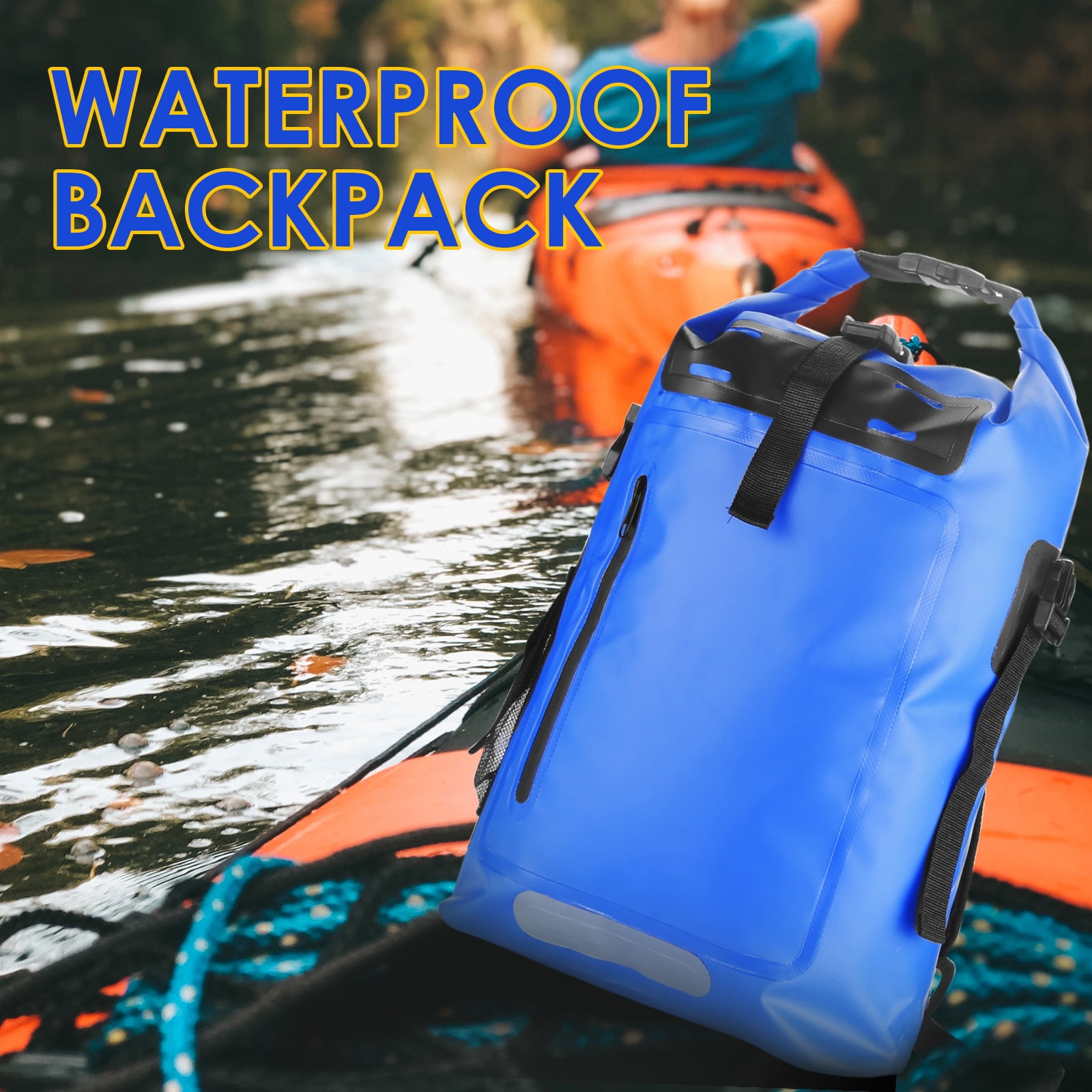 Wholefire 30L Dry Bag Waterproof Floating Backpack Heavy Duty Roll Top Dry Backpack In Blue for Kayaking, Camping, Hiking, Surfing
