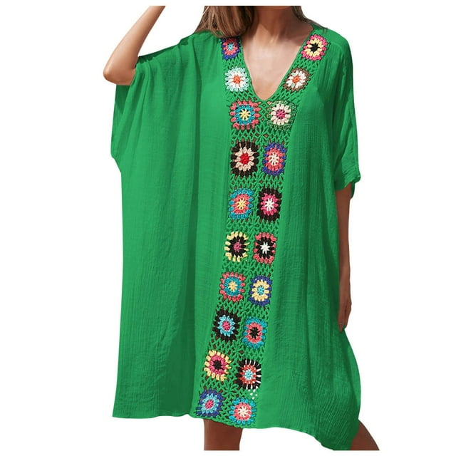 SHIXIAOO Paréo pour Femmes pour Plage Piscine Maillot de Bain Blouse Contrastée Dégradée Robe Crochetée de Plage Pantalon Transparent Paréo Maillot de Bain Filles pour Adolescentes Paréo Kimono pour Femmes