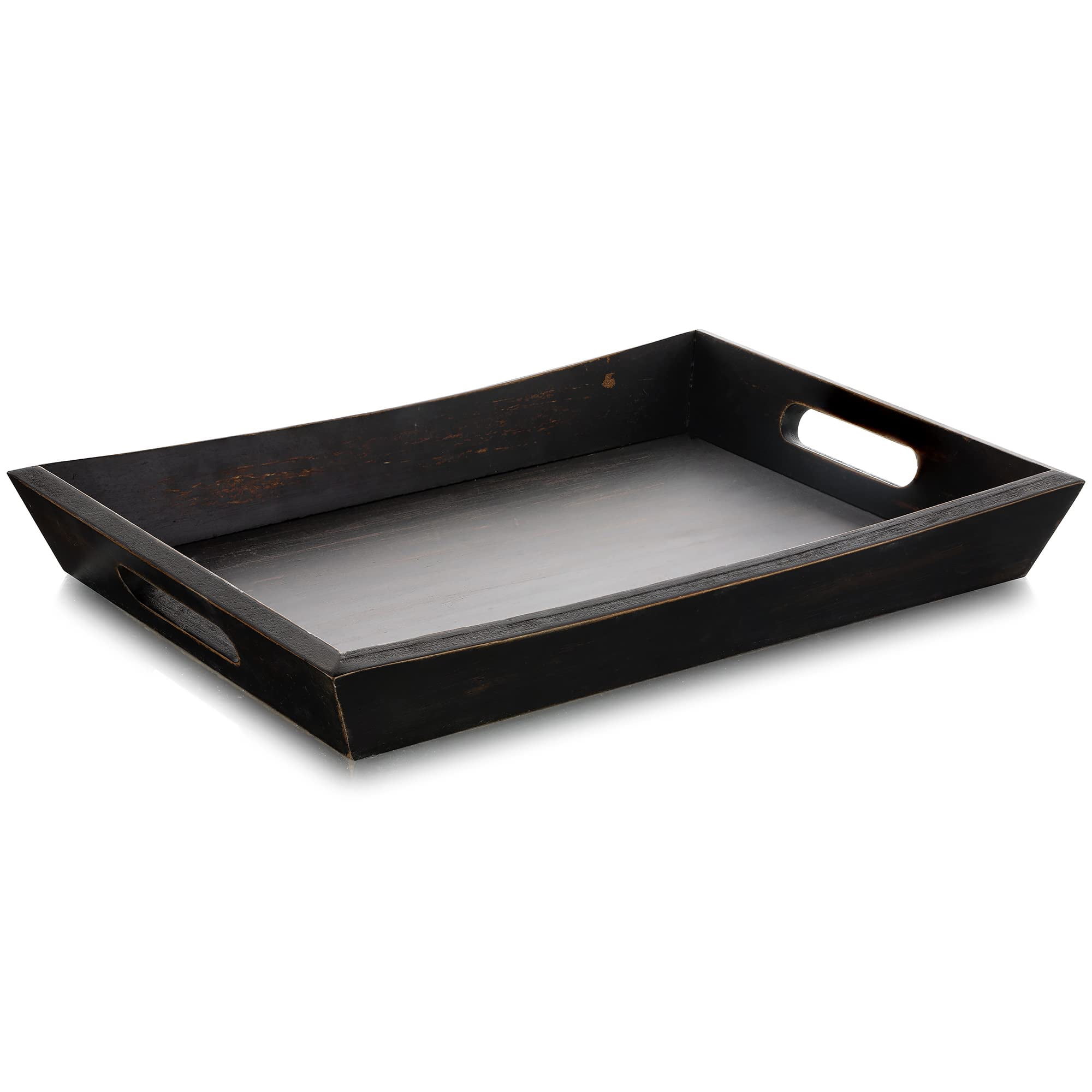 Hanobe Decorative Wooden Serving Tray Rustic Wood Ottoman Trays for