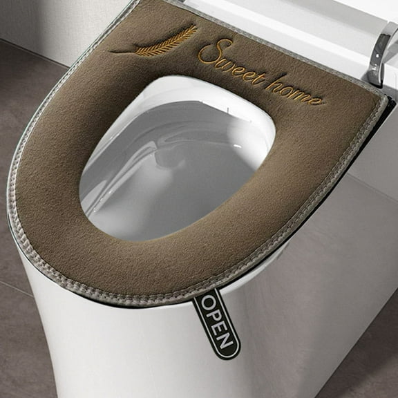 Kraoden Winter Toilet Pad Cover, Household Adhesive Toilet Seat Mat, Non-Stain, Easy to Clean, Portable, Ideal for Travel and Outdoor Use, Durable Flock Material