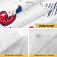 thumbnail image 5 of No Hook Shower Curtain with Snap in Liner, Independence Day Blue Red Star Waterproof Fabric Bathroom Curtain Mesh Top Window, Abstract Stars Cherry Shower Curtains 72x72in, 5 of 9