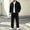 #349-Black, variant on Men's Quarter‑Button Stand Collar Fleece Tracksuit Elbow Patch Sweatshirt Straight Drawstring Pants 2 Piece Suit Red XXXL Gift