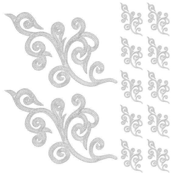 12 Pcs Iron Appliques Embroidered DIY Sewing Crafts Accessories Silver