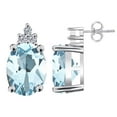 thumbnail image 3 of 0.06 Carat 8x6MM Oval Aquamarine and Diamond Queen Earrings In 10k White Gold, 3 of 6
